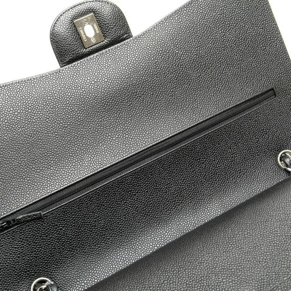 Chanel Matelasse Double Flap Caviar Skin Shoulder Bag Black